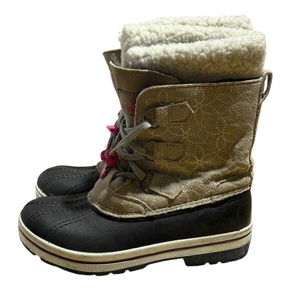 Magellan Kids Winter Snow Boots Size 3 Gray Black Pink Waterproof Insulated - Picture 5 of 9